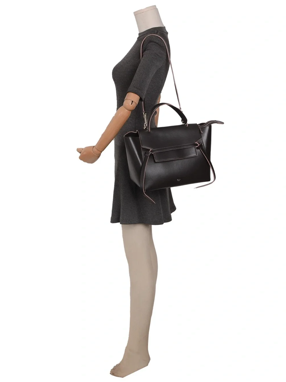 ♥️Celine Mini Black Leather Top-Handle Satchel with Pink Trim♥️